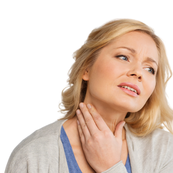 Woman struggling with hypothyroidism symptoms